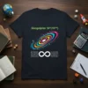 Googolplex 10^(10^100) math t-shirt with galaxy, binary code, and infinity symbol